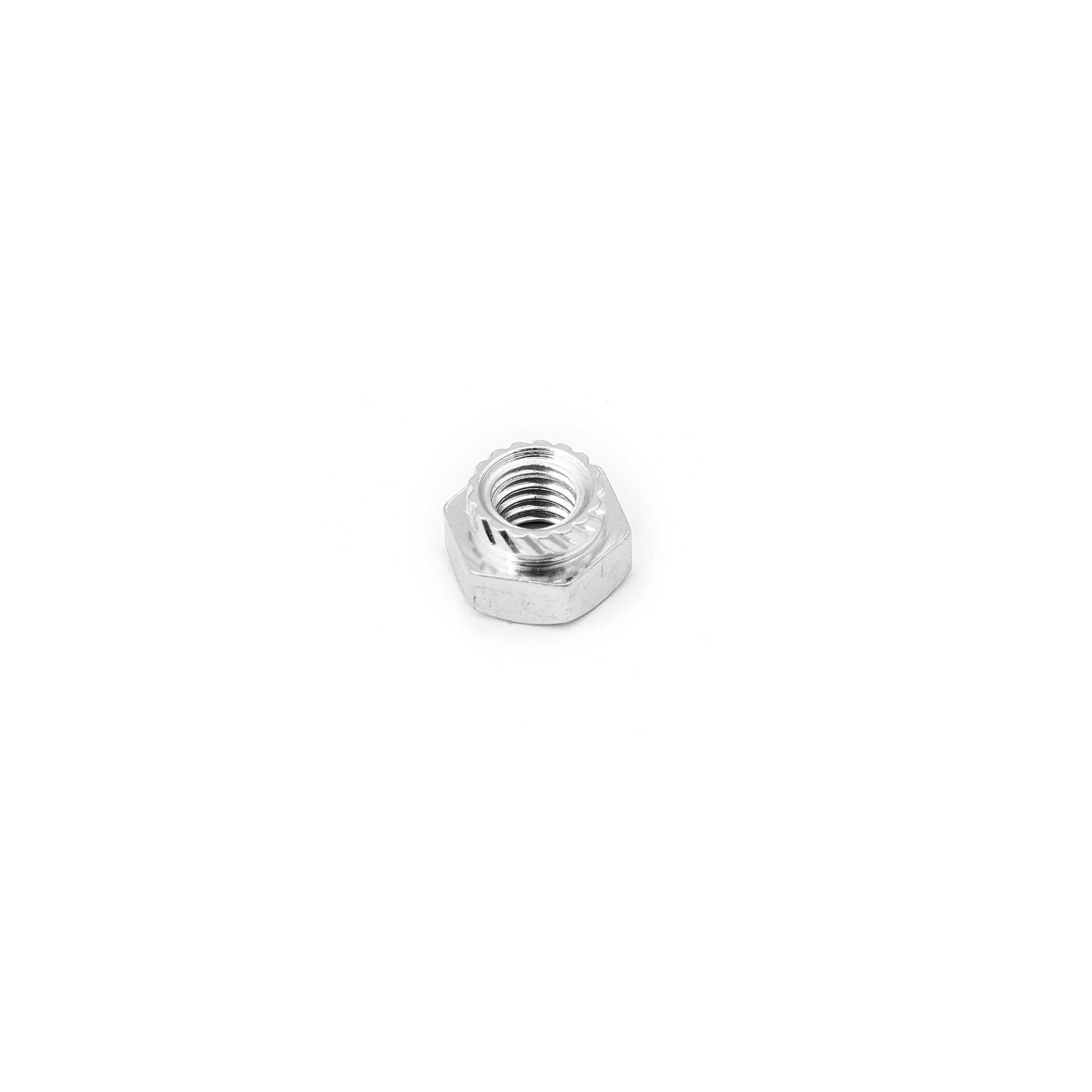 Sechskant-Einpressmuttern M4, Bohrung Ø 5.5mm, Stahl einsatzgehärtet, verzinkt blau