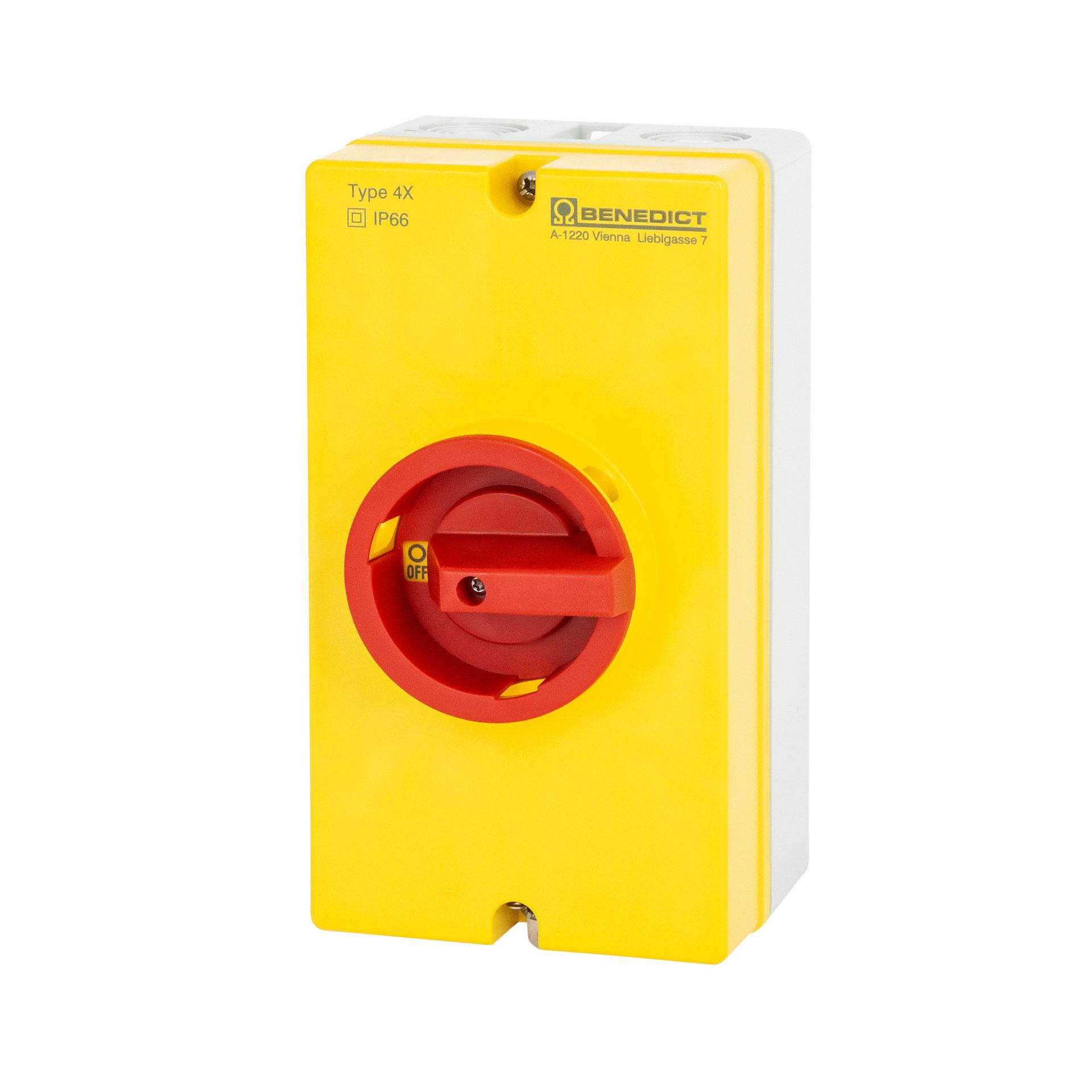 AP-Hauptschalter NOT-AUS 4-polig 40A, grosses Gehäuse, 16 kW
