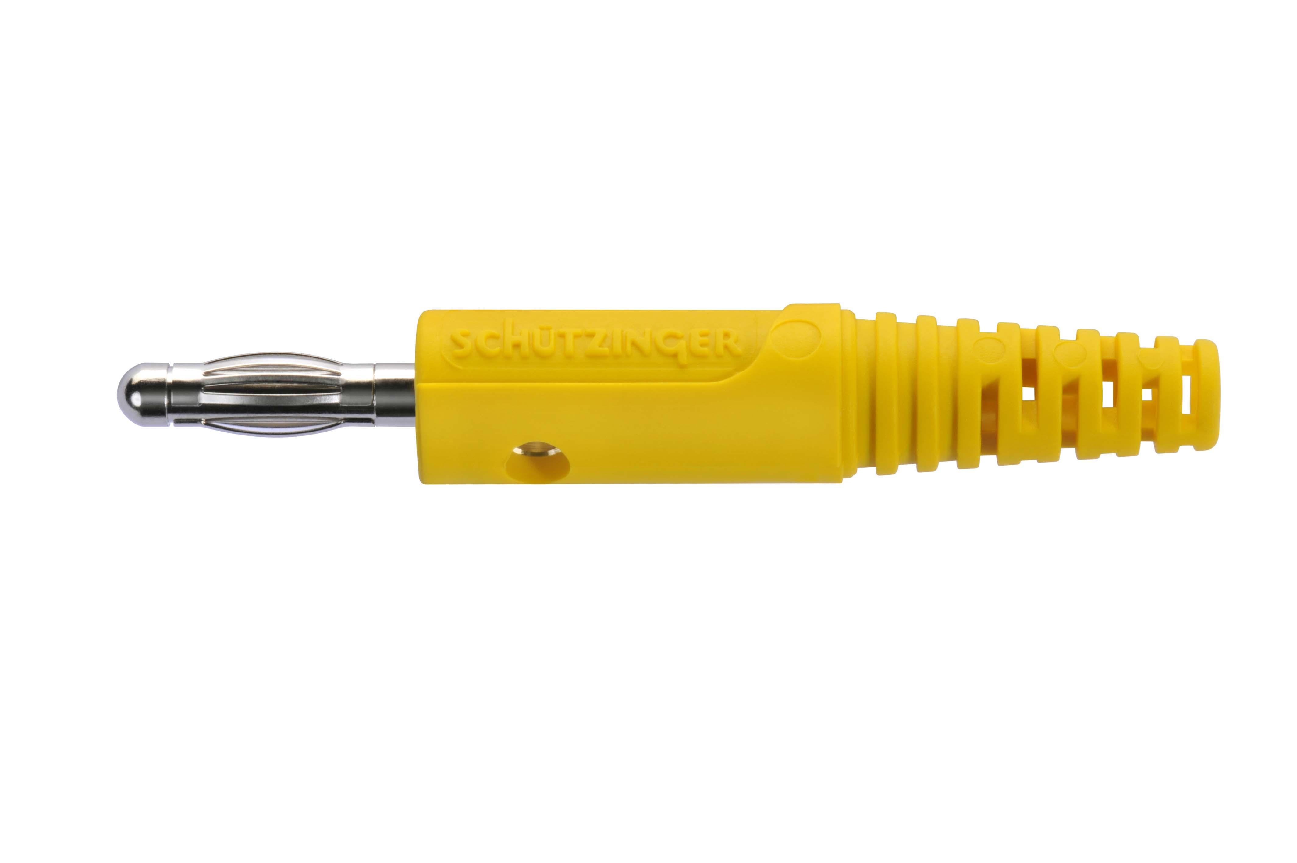 Federkorbstecker gerade ø 4mm, mit Lötanschluss bis 2.5mm2 gelb