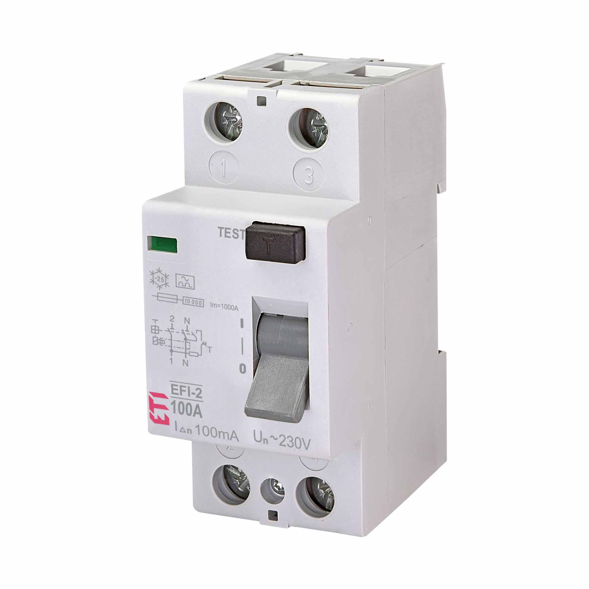 Fehlerstromschutzschalter unverzögert, EFI-2, Typ-A, 2-polig, 100A, 10kA (0.1A)