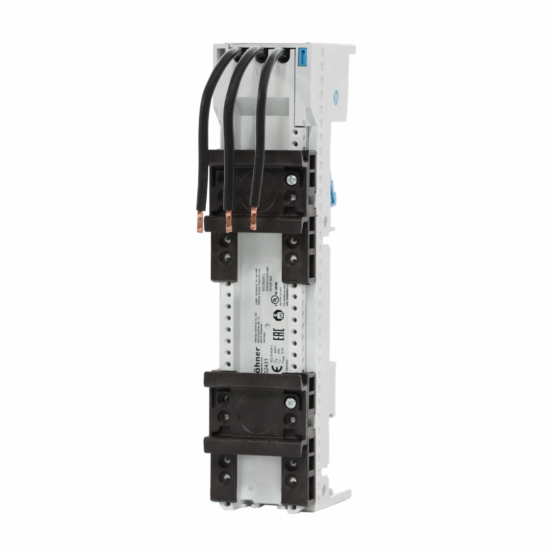 3P Sammelschienenadapter 25A, 2T mit abnehmbaren Oberteil, 45x200mm