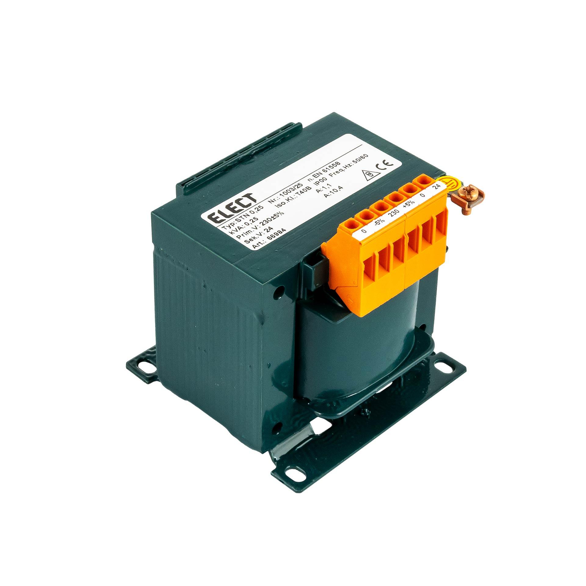 Einphasen Transformator 230V +-5%, 250VA, 24VAC - 10.42A