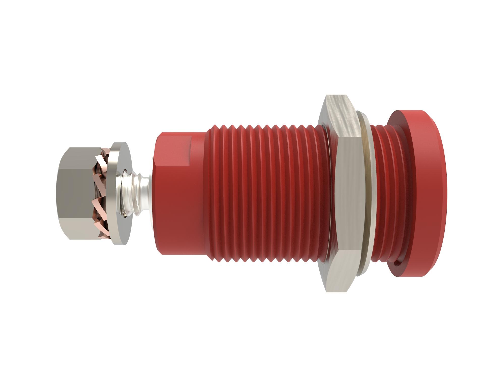 Sicherheits-Einbaubuchse ø 4mm, Schraubanschluss, rot, Kontakte vernickelt