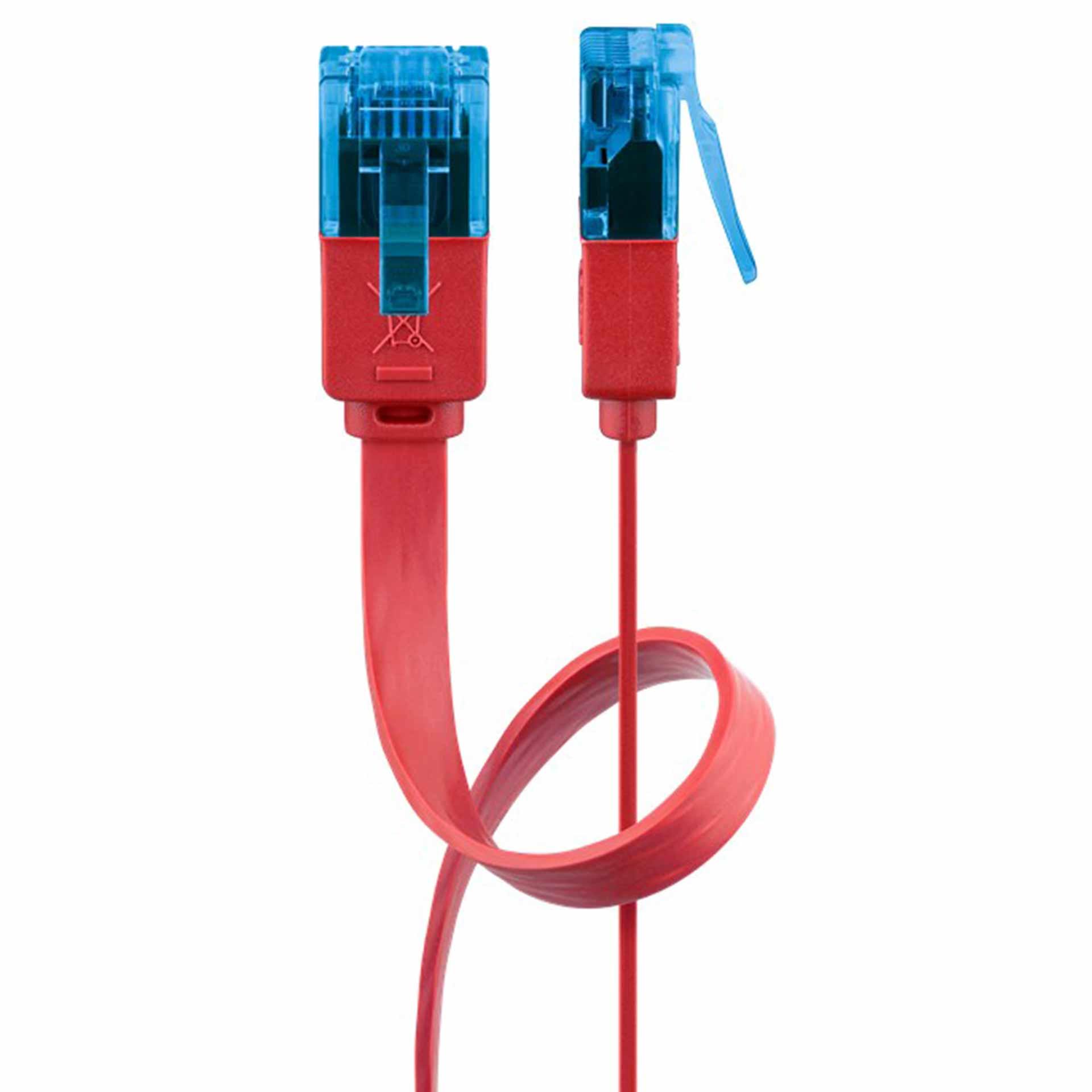 CAT 6A Flach-Patchkabel, RJ45, U/UTP, rot, 1000mm