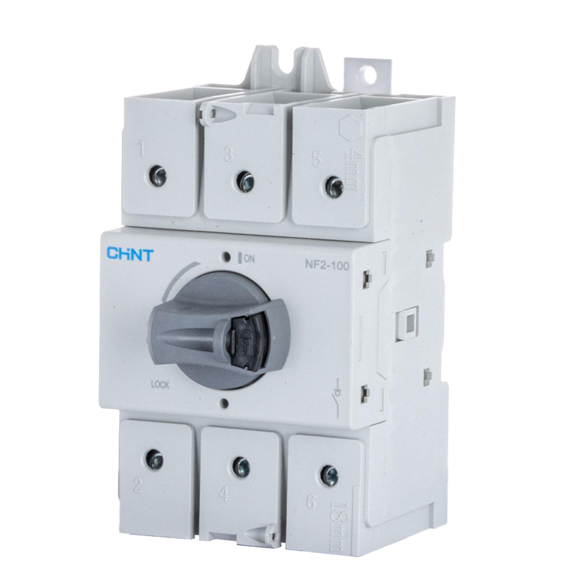 Chint Lasttrennschalter DIN 100A, 3P, 690V AC, IP20, mit abschliessb. grauem Drehgriff, NF2-100/3DIR