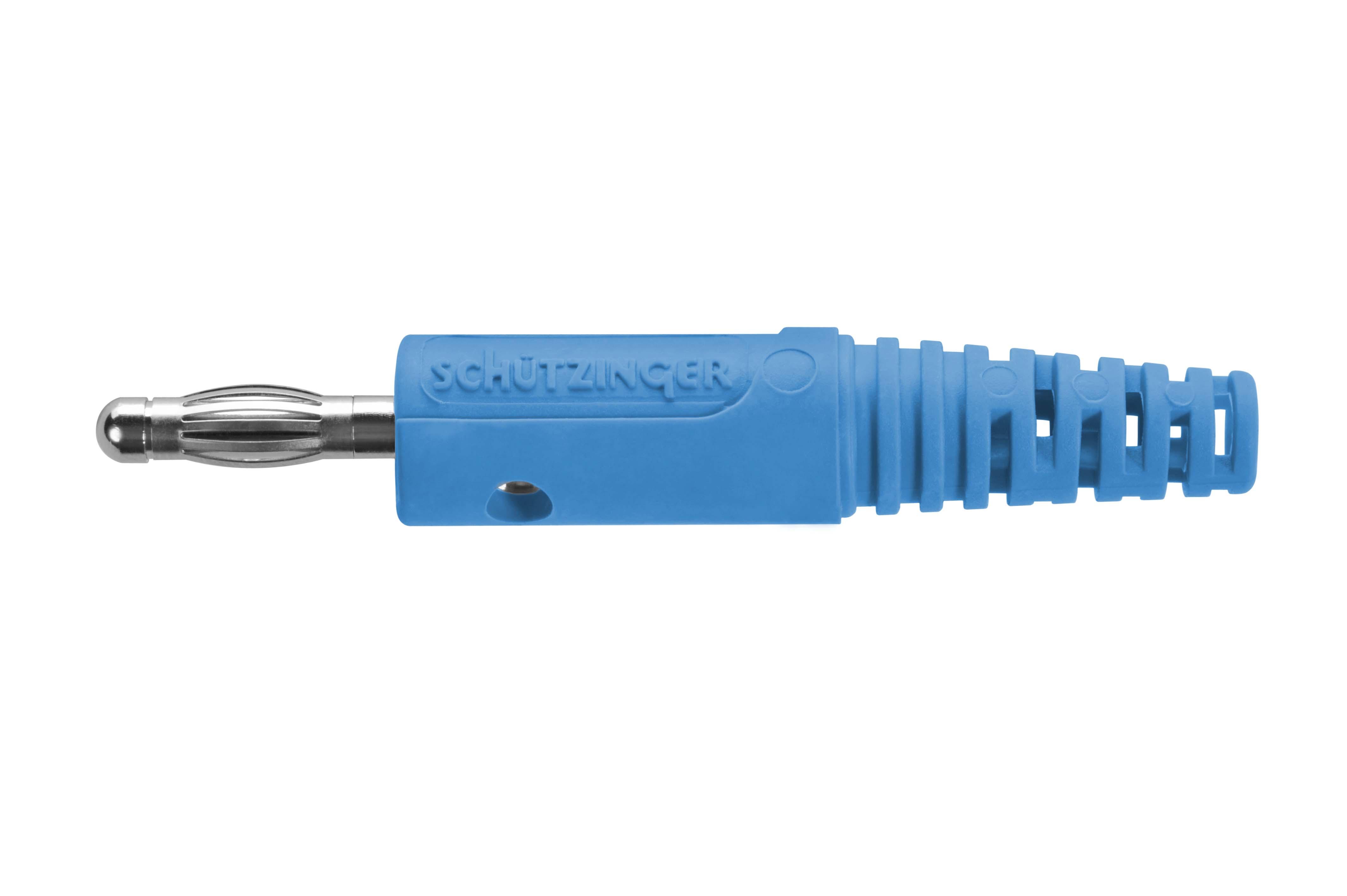 Federkorbstecker gerade ø 4mm, mit Lötanschluss bis 2.5mm2 blau