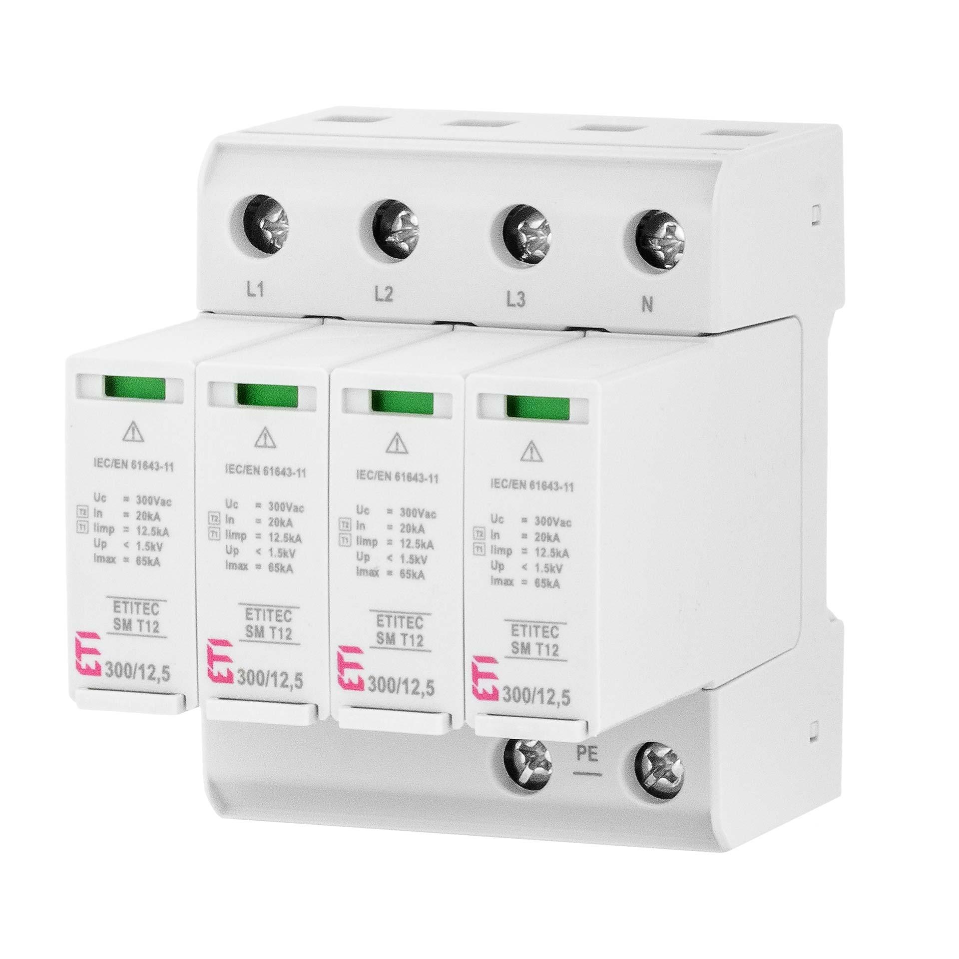 Überspannungsableiter Typ 1+2, ETITEC SM B T12 300/12,5 4+0 RC Leckstromfrei, (TN-S)