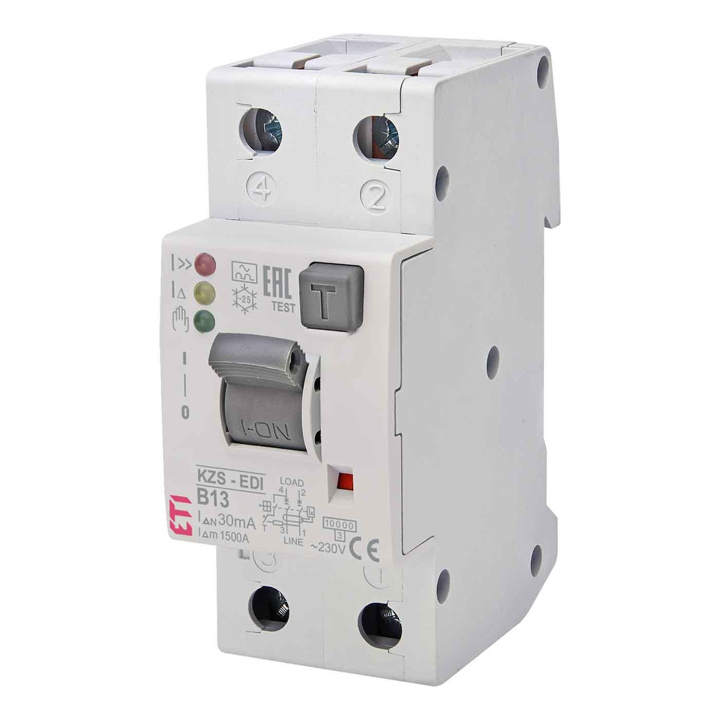 FI/LS mit LED Signalisierung, KZS-2M, Typ-A, 2-polig EDI, Charakteristik C / 16A, 10kA (0.03A)