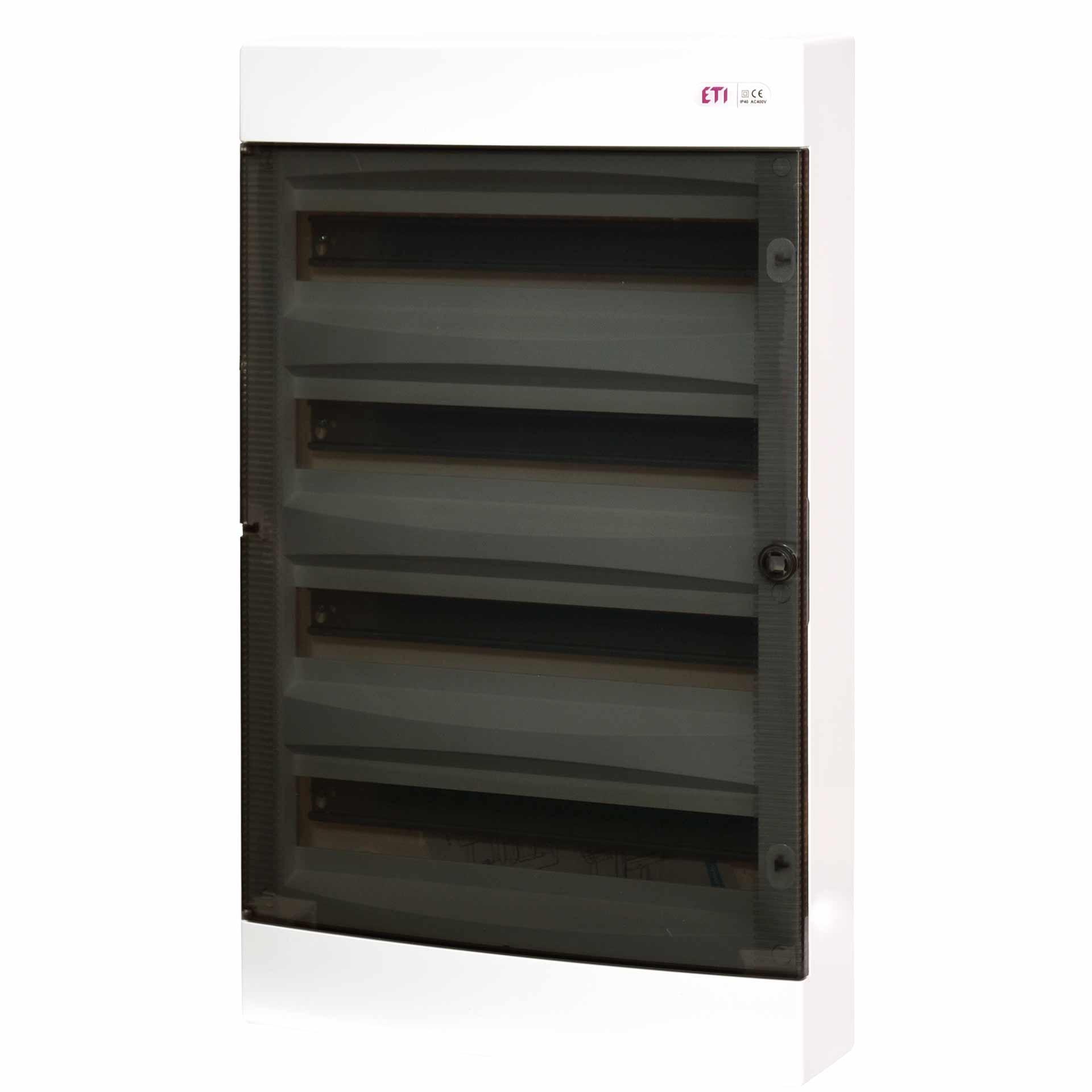 Aufputzverteiler mit transparenter Tür "ECT-72-PT", IP40, 4x18 Modul (72M)