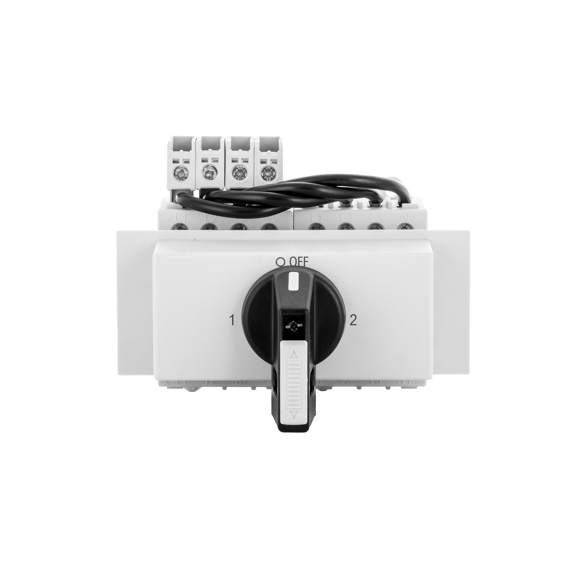 DIN-Umschalter mit Sperrvorrichtung, 4-polig, 25A, 10 kW, IP40, 1-0-2