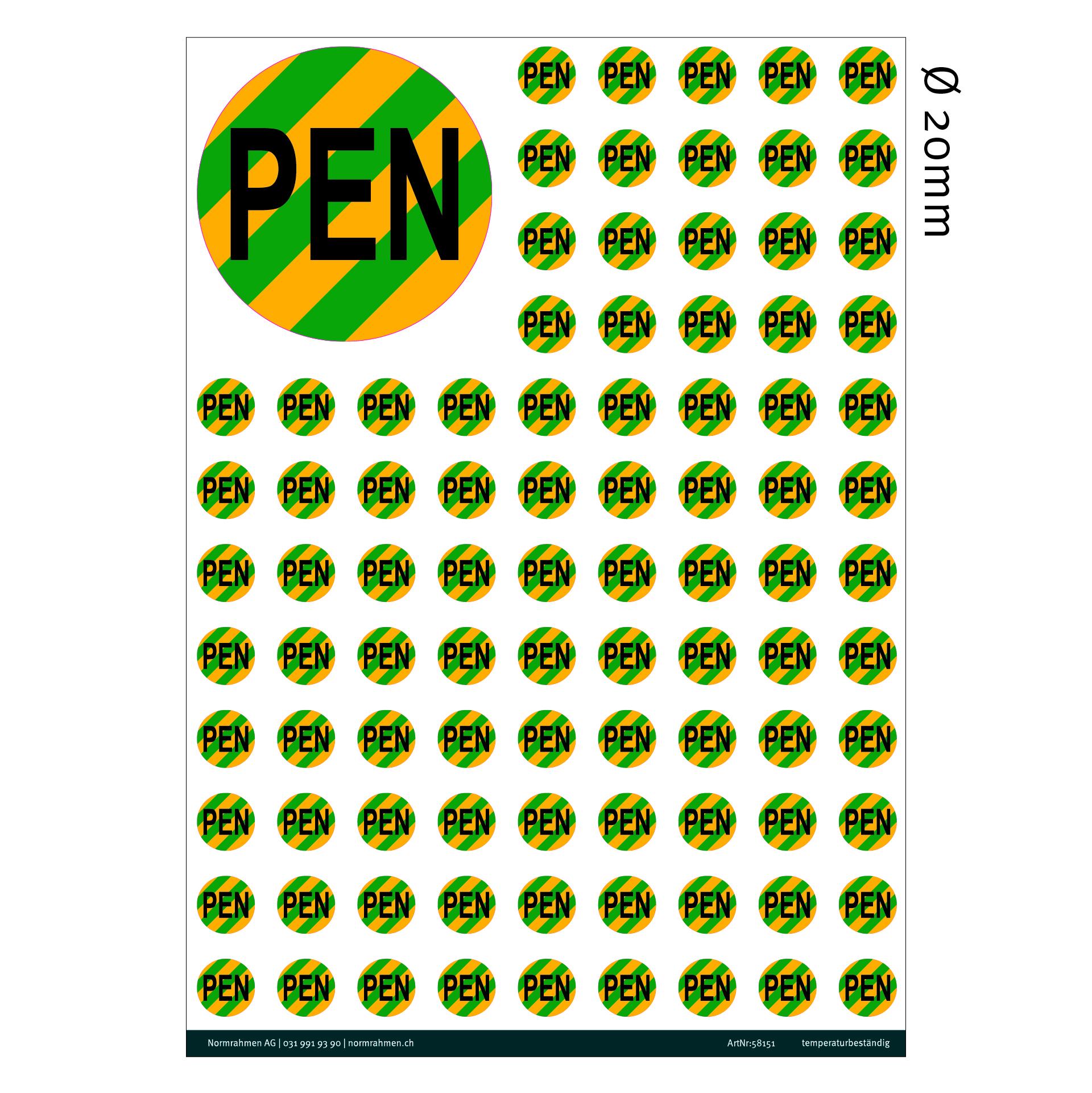 Neutralleiter mit Schutzfunktion PEN Ø 20mm,VPE 108 Stk. A4 Bogen
