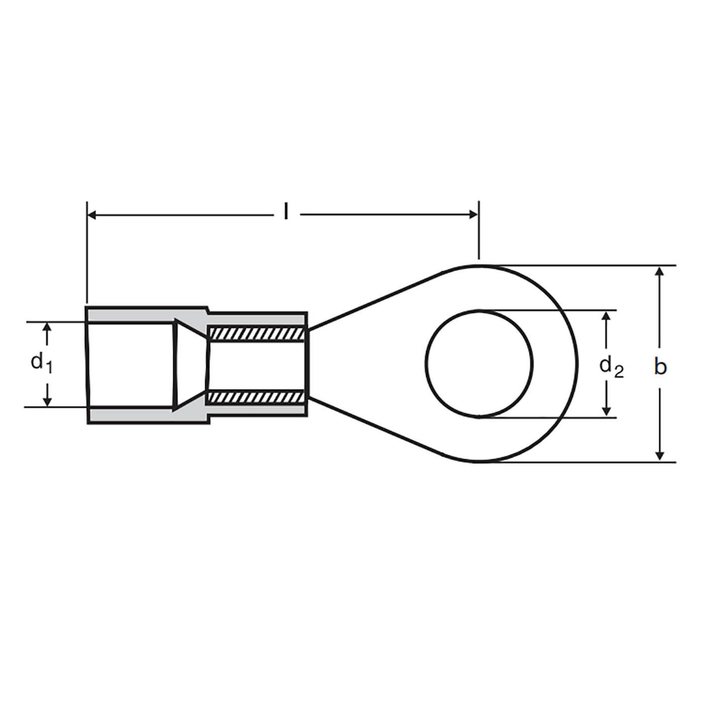 Isolierte Quetschkabelschuhe Ringform, 0.5 - 1.0mm² / M8, Farbe rot